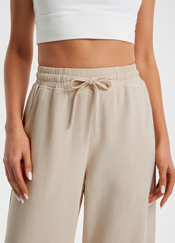Libin Women's Wide Leg Cotton Linen Pants - color: 01-khaki, size: X-Large