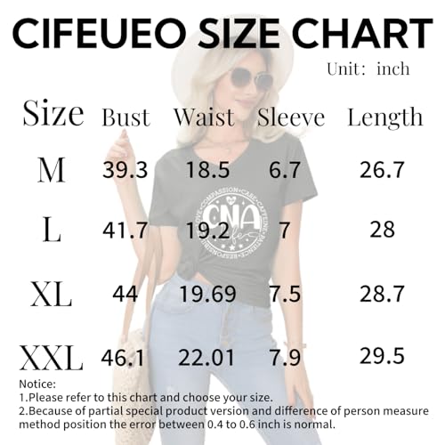 Nurse V Neck T Shirts for Women, Certified Nursing Assistant Tshirt - color: Dark Grey, size: Medium