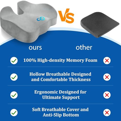CushyOasis Seat Cushion, Gel Memory Foam Office Chair Cushions, (Light Grey) - color: Light Grey, size: Large