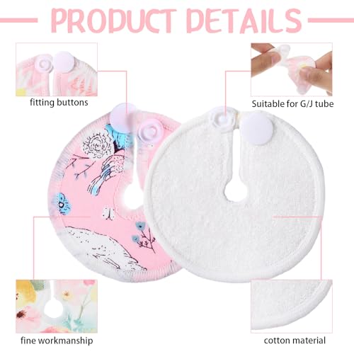 Yungyan 24 Pieces G Tube Covers Reusable Feeding Button Pads, Pink Floral - style: Floral