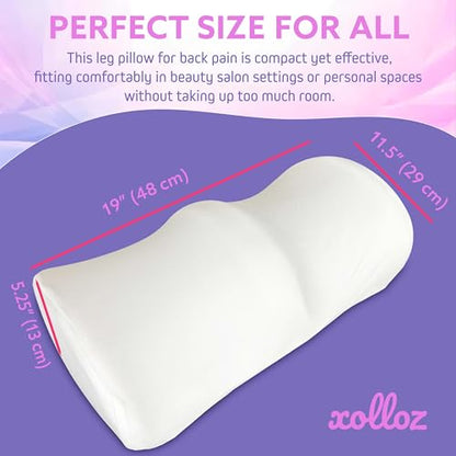 Premium Memory Foam Knee Pillow for Back Sleepers, White