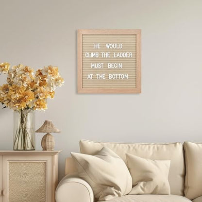 Felt Letter Board, 10 x 10 inch Wooden Frame, Beige - color: Beige