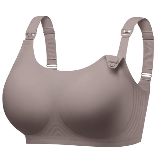 Angelhood Seamless Nursing Bra for Women Wire Free Full Coverage Nursing Bra T-Shirt Bra with Extra Extender - color: Coffee, size: Medium