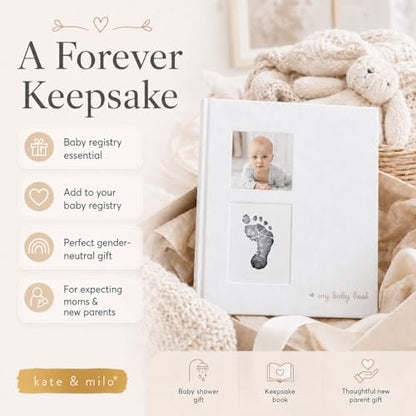 Kate & Milo First Year Baby Memory Book with Ink Pad, Gray