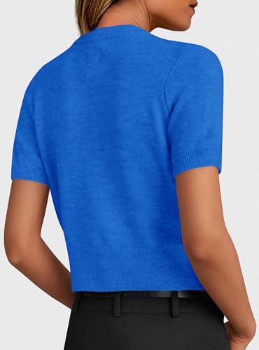 PRETTYGARDEN Womens Summer Cardigan Short Sleeve Sweater - color: Blue, size: Medium