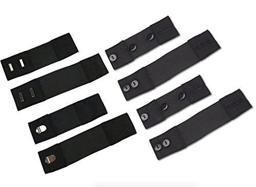 Self-Adjusting Button & Hook Waist Stretch Extender Helps Save on Maternity Clothes (8-pk: 2 x Small Hook+Button, 2 x Large Hook+Button) Black