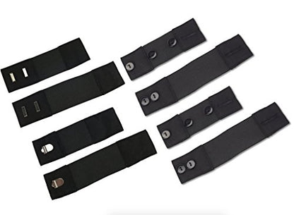 Self-Adjusting Button & Hook Waist Stretch Extender Helps Save on Maternity Clothes (8-pk: 2 x Small Hook+Button, 2 x Large Hook+Button) Black