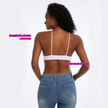 Seamless Bra for Women Low Back Bralette Wirefree Spaghetti Bra with Padded Removeable - color: Snow White, size: Small