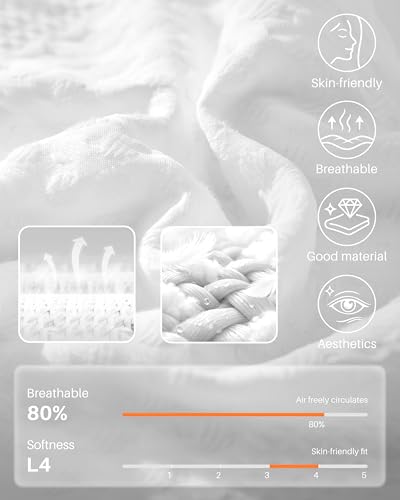 YZ HOME Waffle Weave Body Pillow for Adults, Memory Foam Insert - color: White