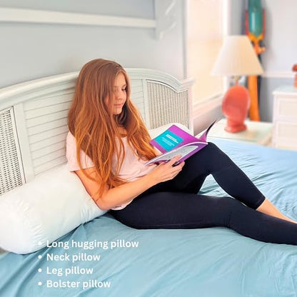 8x48 Round Body Pillow, Adjustable Bolster with Cover, Ruby - color: Ruby, size: Pillow & Cover