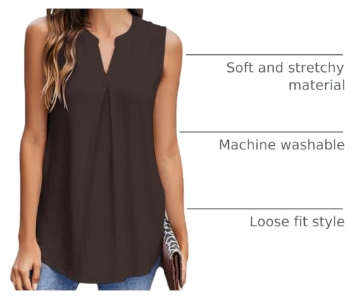 Newchoice Womens Tank Tops Sleeveless Summer Blouses - color: Brown, size: XX-Large