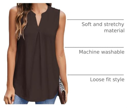 Newchoice Womens Tank Tops Sleeveless Summer Blouses - color: Brown, size: XX-Large