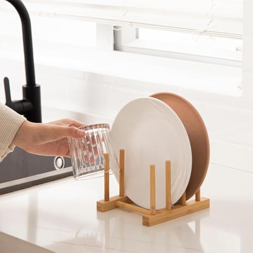 Bamboo Wooden Dish Rack Dishes Drainboard Drying Drainer Storage Holder