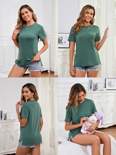Liu & Qu 3 Pack Women's Breastfeeding Shirts Hidden Zipper Nursing Tops - color: Yellow+green+black, size: Small