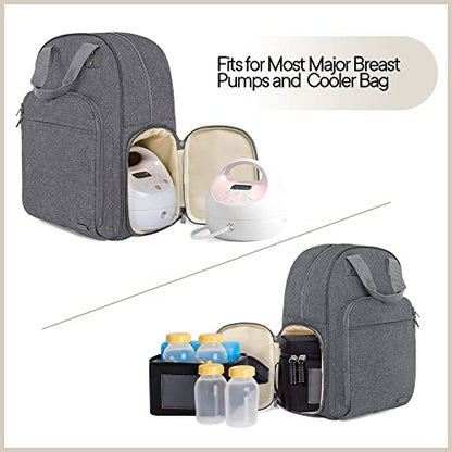 Teamoy Breast Pump Backpack Compatible with Spectra S1/S2, Medela, Gray