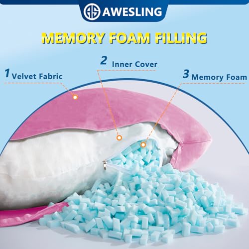 Shredded Memory Foam U Shaped Pregnancy Pillow with Cover - color: Purple