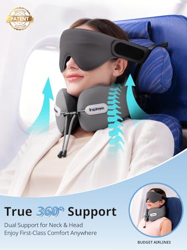 Inspireyes Travel Neck Pillow Seat Strap System, Long Flight Stable Support - color: Light Grey