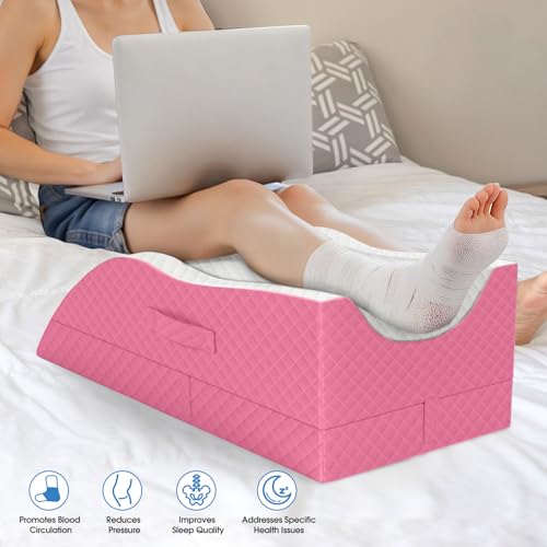 TranquilRelax Leg Elevation Pillows for After Surgery, Wedge Pillow, Pink - color: Pink, size: Double Leg(Upgraded)