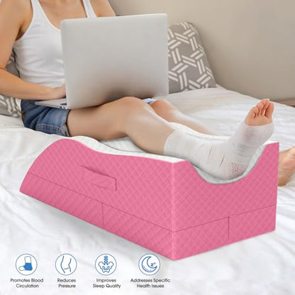 TranquilRelax Leg Elevation Pillows for After Surgery, Wedge Pillow, Pink - color: Pink, size: Double Leg(Upgraded)