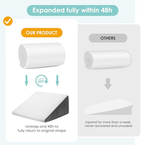 Cozymaker 12-inch Bed Wedge Pillow for Sleeping Back Support Pain Relief - size: Triangle Wedge 24*24*12 inch