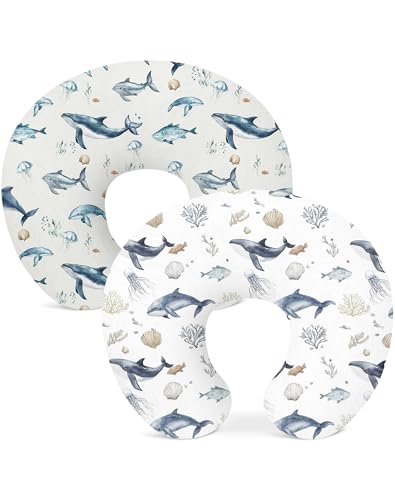 Nursing Pillow Covers 2 Pack, Stretchy Breastfeeding Pillow Covers for Baby - color: Aquatic Adventures