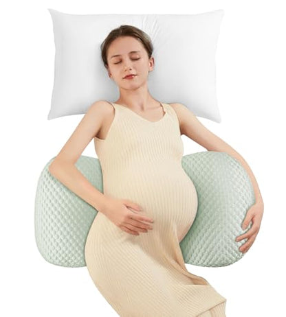Pregnancy Pillow Cooling for Sleeping Adjustable Support Maternity Pillow - color: All Green