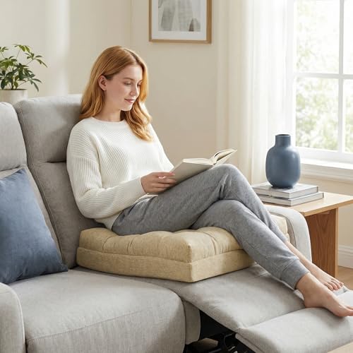 baibu Memory Foam Recliner Cushion with Lumbar Pillow, 20 x 20 x 5 in,Beige - color: Beige
