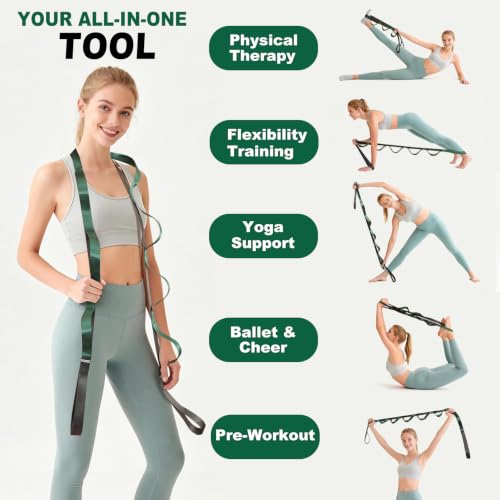 Acozycoo Stretching Strap with Loops for Physical Therapy,Knee,Calf,Back - color: Dark Blue-02, size: Length: 75 Inch, Width: 1 Inch
