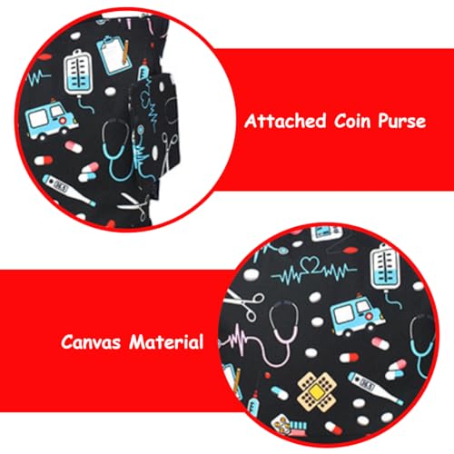 NGIL Medium Canvas Tote Bag with Coin Purse - color: Nurse Print-black