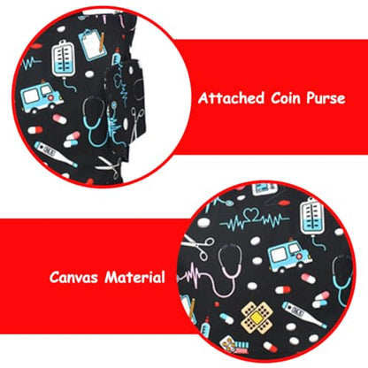 NGIL Medium Canvas Tote Bag with Coin Purse - color: Nurse Print-black