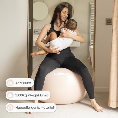 BABYGO Birthing Ball, Pregnancy & Labor, Award Winning Book - color: Nude, size: 65cm - Electric