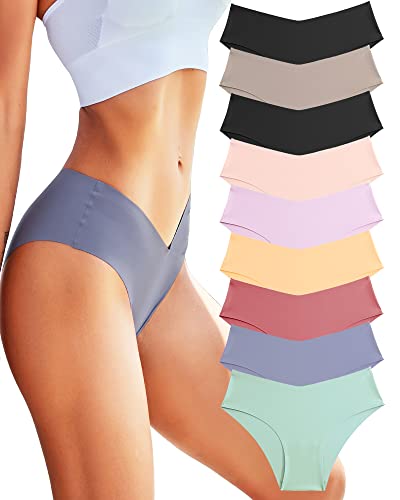 Women’s Seamless Underwear No Show Cheeky Hipster Bikini Panties 9 pack - color: Option B, size: Medium