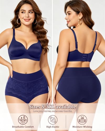 Womens Cotton Underwear High Waisted Full Coverage Panties Postpartum Brief - color: Blue,black, size: X-Large