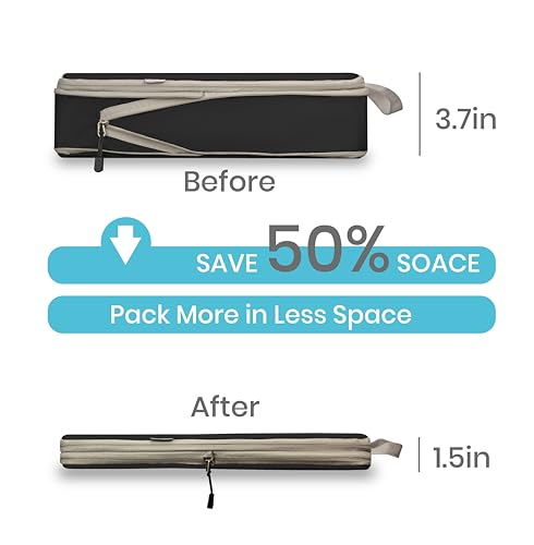 Compression Travel Packing Cubes with White Mesh, Black, 6Pcs - color: Black, size: Set of 6