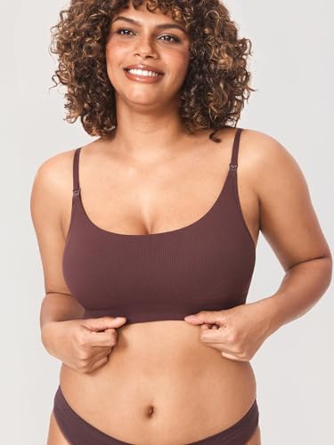 MOMANDA Ribbed Nursing Bras for Breastfeeding - color: Hazelnut, size: Medium