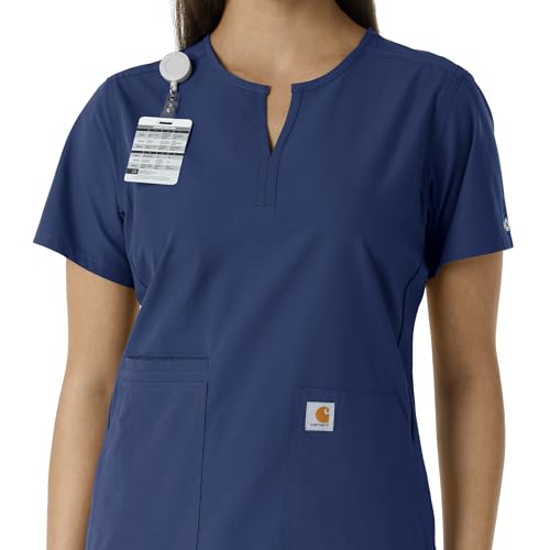 Carhartt Scrubs C12413 Women's Force® Essentials Modern Fit Notch Neck - color: Navy, size: Medium