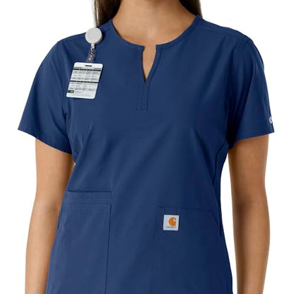 Carhartt Scrubs C12413 Women's Force® Essentials Modern Fit Notch Neck - color: Navy, size: Medium