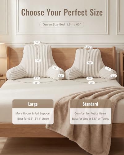 Blissful Diary Reading Pillow for Bed, Backrest Pillow, Cream White - color: Fuzzy Cream White, size: Standard(18inch)