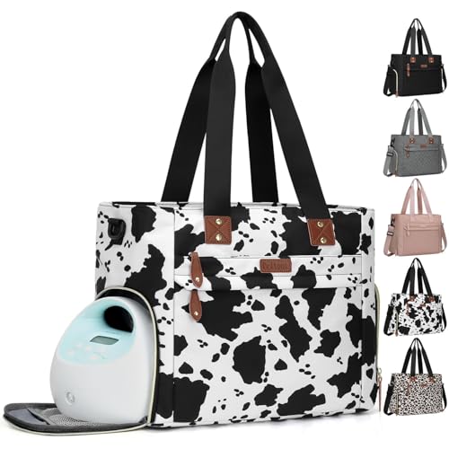 Pritent Baby Diaper Bag Tote,Waterproof Maternity Breast Pump Bags for Mom - color: Cowprint