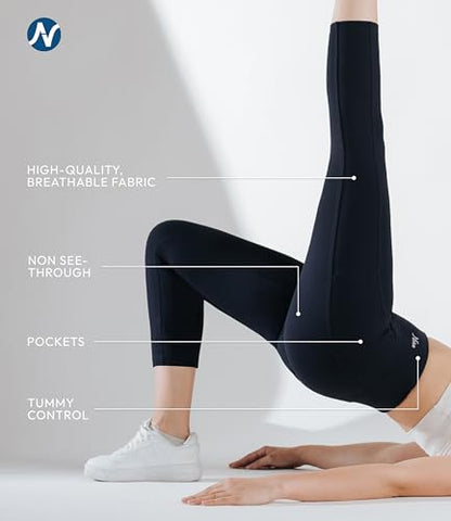 Nirlon Cotton Capri Leggings with Pockets 3/4- CottoNIR - color: Navy Blue, size: 10