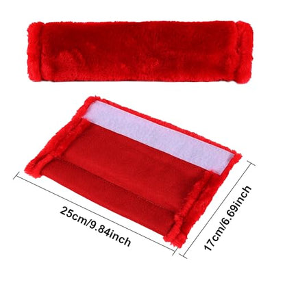 MOONET Universal Soft Faux Sheepskin Seatbelt Covers, 2 Pack (Red) - color: Red