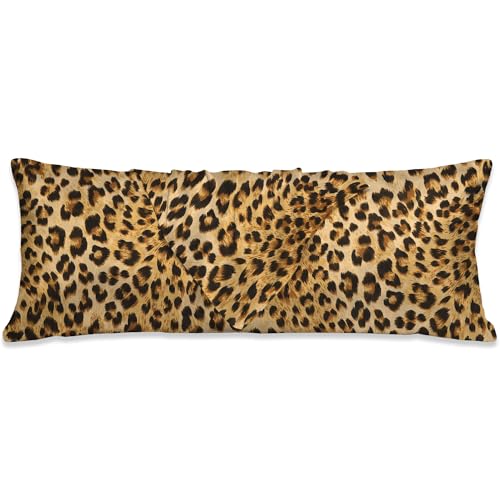 Leopard Print Body Pillow Cover,Leopard Body Pillow Cover,Cheetah Print Body Pillow Case,Leopard Decor,Satin Cooling Pillowcase for Hair and Skin,Zipper Closure 20x54 Inches - color: Leopard