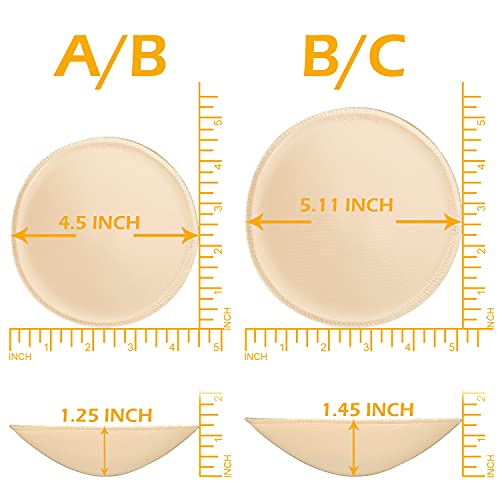 3 pairs Round Soft Bra Inserts Pads Removable Sport Bra Cups inserts Mastectomy Bra Inserts For Bikini Top Swimsuit - color: A/B Beige