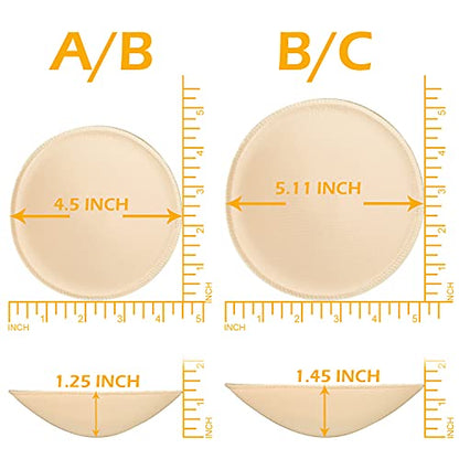3 pairs Round Soft Bra Inserts Pads Removable Sport Bra Cups inserts Mastectomy Bra Inserts For Bikini Top Swimsuit - color: A/B Beige