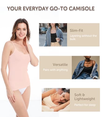 Comfneat Women's 4-Pack Slim-Fit Camisole Adjustable Spaghetti Strap Tops - color: Color-set-1 4-pack, size: X-Large