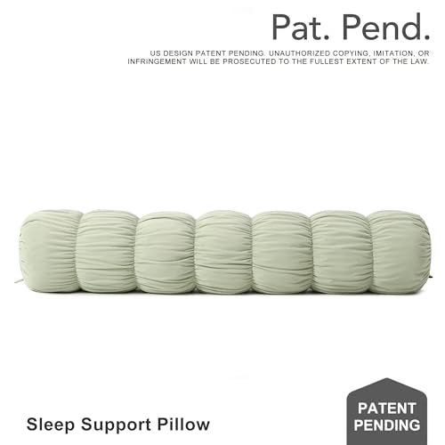 Pat. Pend. Cylinder Pillow for Bed, 47 Inch, Celadon Green - color: Celadon Green, size: 47"x 7.87"