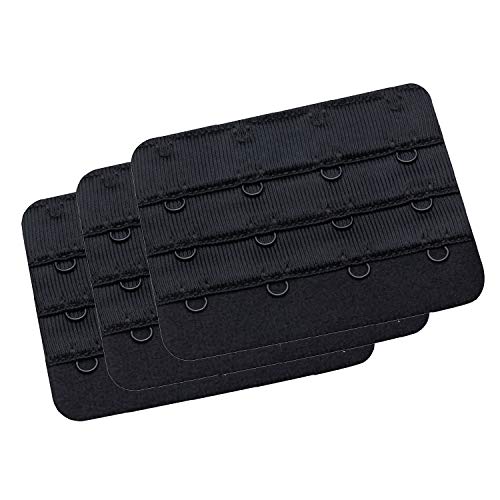 Wingslove Womens Bra Extender Bra Band Breathing room 3pcs-Pack Multi-size - color: Black, 4 Hook 3/4 Inch