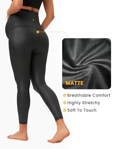 CRZ YOGA Maternity Leggings 25" - color: Black Foil Pattern, size: XX-Small