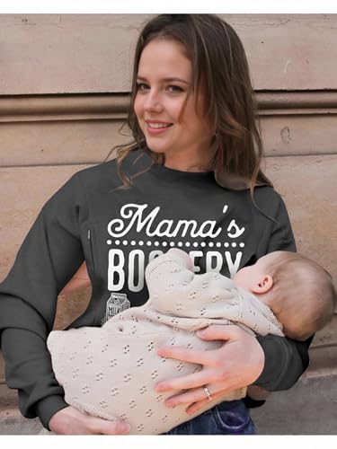 Maternity Nursing Sweatshirts for Women Friendly Zip Breastfeeding Pullover Top Mama's Boobery Print Clothes - color: Dark Grey, size: Medium