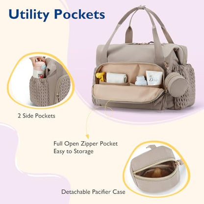 mommore Diaper Bag Tote Large Travel Baby Bag with Pacifier Case - color: Coffee